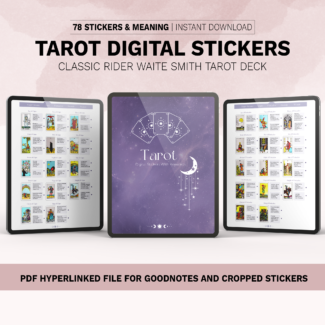 Tarot Digital Stickers Book for Goodnotes | 78 Rider Waite Cards for Beginner and Advanced Witch
